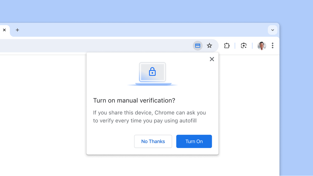 Turn on manual verification for payments autofill.
